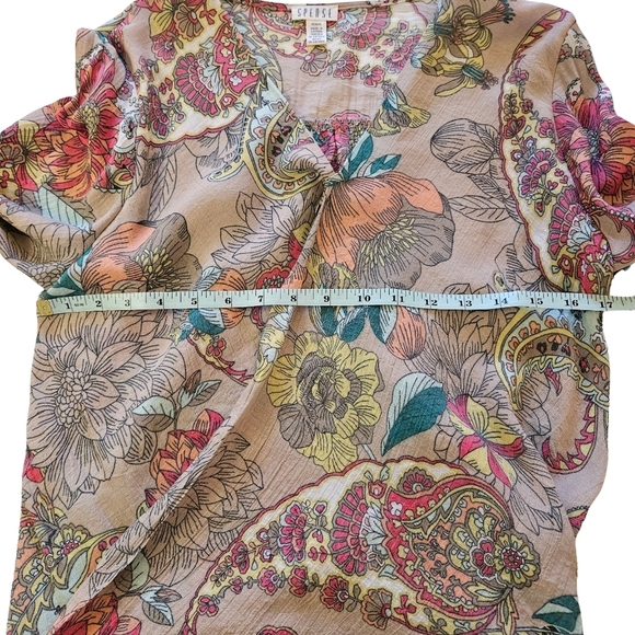 Spense Wrap Front Flutter Sleeve Paisley Blouse,Multi Floral/Paisley, Medium - Picture 11 of 11